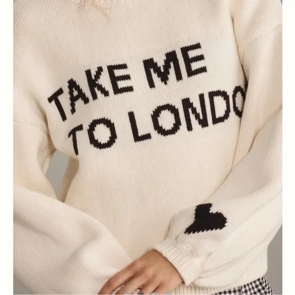 NWT Anthropologie Maeve Take Me To London Graphic Sweater - Picture 4 of 10